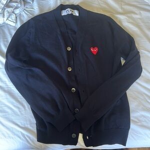 PLAY CDG merino wool cardigan excellent used condition size small color navy